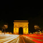 Arc de Triomphe with car lights streams in long exposure
