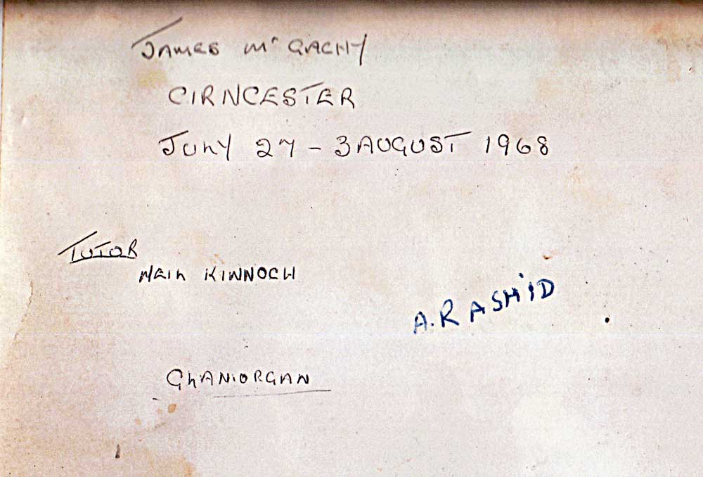 Family history and ancestry picture of the back of the picture which shows Abdul Rashids name in different handwriting.