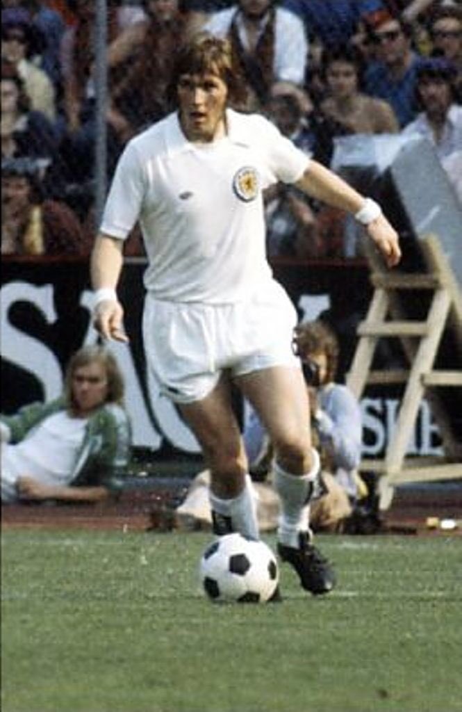 Kenny Dalglish in Scotland white away strip 1974 World Cup