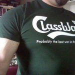 Class War tshirt as a Carlsberg beer advert