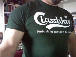 Class War tshirt as a Carlsberg beer advert