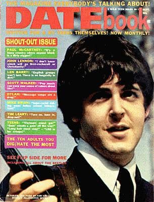 Cover of Datebook magazine which highlighted the Bigger than Jesus comments with a teaser on the front of the magazine